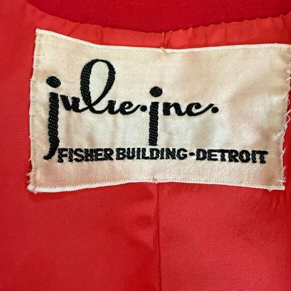 Vintage 60s Count Romi Double Breasted Red Gold Button Coat S - Picture 8 of 11